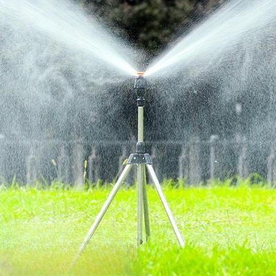 TEMU Adjustable 360° Rotary Sprinkler Telescopic Tripod Stand - Stainless Steel, Ideal For Lawn & Garden Watering, Vehicle Cleaning,