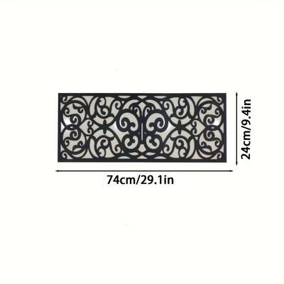 TEMU Elegant Black Rubber Non-slip Stair - Self-adhesive, Cutout Design, 29x9.4" With Scroll Pattern For Home & Garden Safety