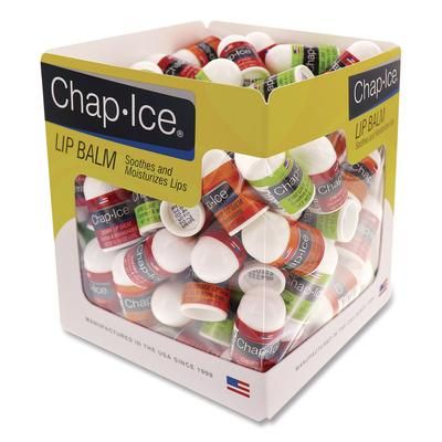 Chap Ice Lip Balm, Cherry/Kiwi/Orange Flavors, 1" Tube, 100/Box (LIA840FB)