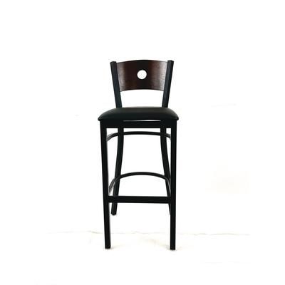 JMC Furniture Circle Series Barstool, Supports Up to 300 lb, 28.5" Seat Height, Black Seat, Dark Walnut Back, Black Base (JMCCRBBVBLKC)