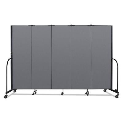 Screenflex Portable Room Divider, 9 ft 5" x 0.75" x 6 ft, Vinyl/Fiberglass/Steel, Gray (SCXCFSL605DG)