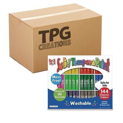 TPG Creations Kwik Stix Tempera Paint Set, 12 Assorted Classic Colors, 144/Pack, 2 Packs/Carton (TPG64402)