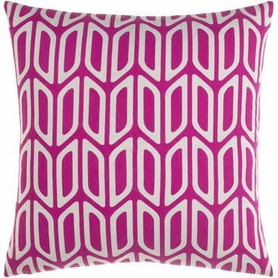 Doba 18" Square Modern Pillow plush Cotton Rose/White/Dark Pink Throw Pillow - Boutique Rugs
