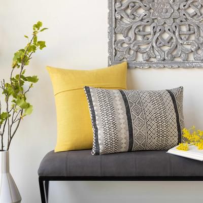 Nanyuki 14"L x 22"W Pillow Moroccan Plush Cotton Black/Light Beige/Peach Lumbar Pillow - Boutique Rugs