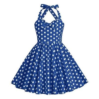 Anni 1950 Retrò Vintage Rockabilly Vestito Abito Swing Pois Costume Ragazze Carnevale Mascherata Abbigliamento quotidiano Addio al Nubilato Bambini Vestito