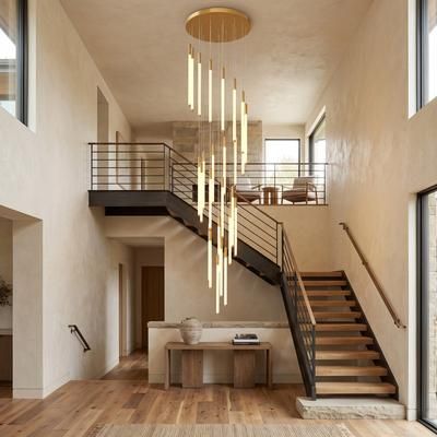 Kasper | Modern Staircase Chandelier | Warm White (3000k) / 5 Lights / Gold | MOD LIGHTING