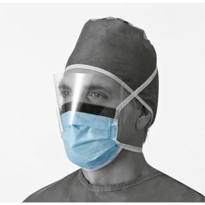 Medline ASTM Level 1 Surgical Face Mask with Ties, Eye Shield, Anti-Fog Foam Strip, Blue, 100/CS (NON27420)