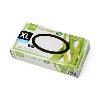 Medline AloeTouch 3G Synthetic Stretch Exam Gloves, Vinyl, Powder Free, Size XL, 1000/CS (MDS195177)