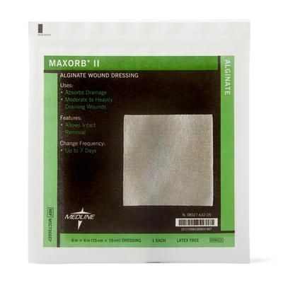Medline Maxorb II Alginate Dressings, 6" x 6", in Educational Packaging, 1 EA (MSC7366EPH)