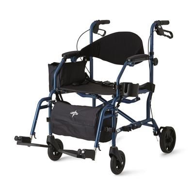 Medline Translator Combination Transport Chair and Rollator, 18" Wide Seat, Blue, 1 EA (MDS808200TR)