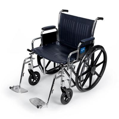 Medline Excel Extra-Wide Wheelchair, 20" Seat, Removable Desk-Length Arms, Swing-Away Footrests, 1 EA (MDS806700)
