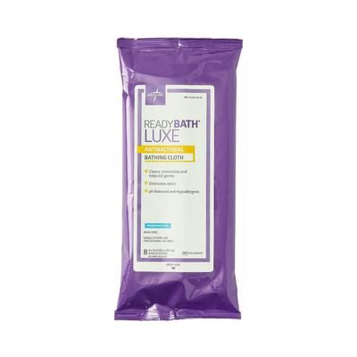Medline ReadyBath LUXE Total Body Cleansing Heavyweight Washcloth, Antibacterial, Fragrance Free, 8/Pack, 24/CS (MSC095101)