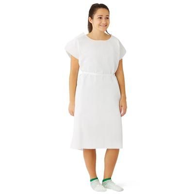 Medline Reinforced Tissue Patient Gown, Tissue-Poly-Tissue, Disposable, White, 30" x 42", 50/CS (NON24355)