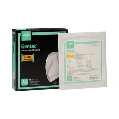 Medline Silicone Adhesive Island Wound Dressing, 6" x 6", 4-1/4" x 4-1/4" Pad Size, 150/CS (MSC3366)