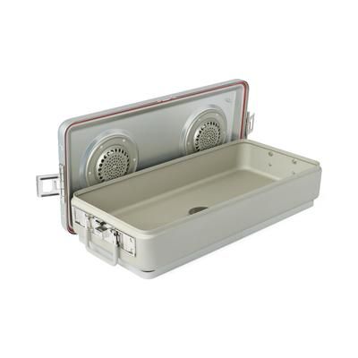 Medline Steriset Full-Sized Sterilization Container, Condensate Drain, Aluminum Lid, Gray Handle, 23.5" x 10.8" x 5.5", 1 EA (WAG2VC13ASA)