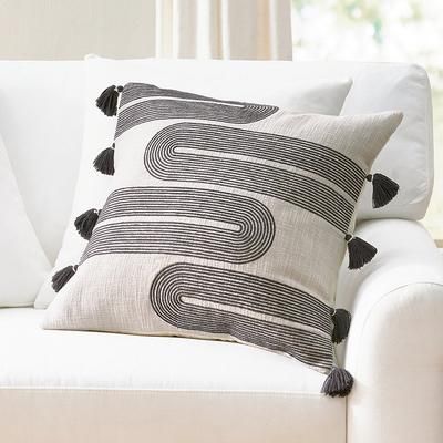 Embroidered Arch Pillow With Tassels - Grandin Road