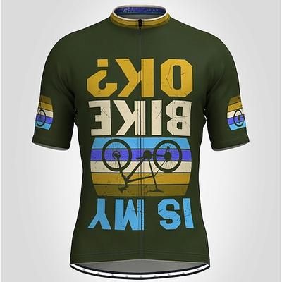 Per uomo Maglia da Ciclismo Grafico Lettere Numeri Manica Corta Bicicletta Top con 3 tasche posteriori Mountain Bike MTB Ciclismo su strada Asciugatura Rapida Strisce Riflettenti Tasca Posteriore