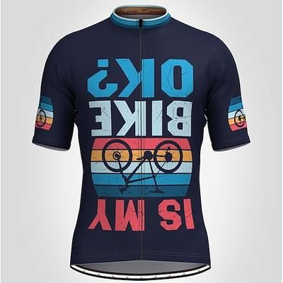 Per uomo Maglia da Ciclismo Grafico Lettere Numeri Manica Corta Bicicletta Top con 3 tasche posteriori Mountain Bike MTB Ciclismo su strada Asciugatura Rapida Strisce Riflettenti Tasca Posteriore