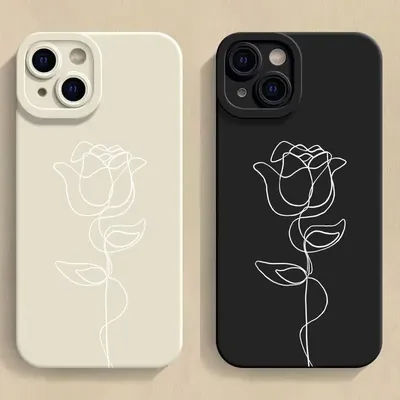 Hot Line rose Silicone Phone Case for IPhone 16 15 14 13 12 11 Pro Max Mini X XS Max XR 7 8 Plus SE