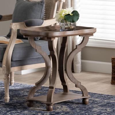 Yannick French Country Antique Brown Wood End Table by Wholesale Interiors INC in Antique Brown (Size ONE SIZE)