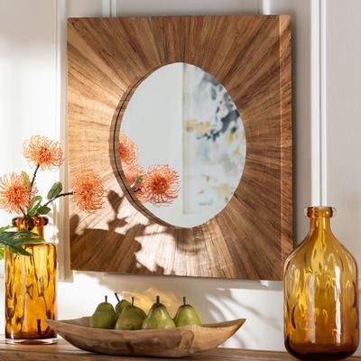 Mosa Bohemian Pealed Grasscloth Accent Mirror by Wholesale Interiors INC in Natural (Size ONE SIZE)