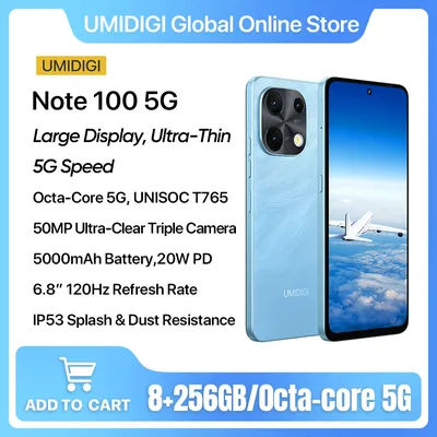 UMIDIGI Note 100 5G Smartphone,Android 14 Phone,UNISOC T765,6GB/8GB RAM,128GB/256GB ROM,5000mAh,6.8" 120Hz HD+ 50MP Camera Phone