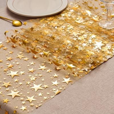 TEMU 1 Roll Sequined Table Runner, 11x108 Inch Polyester Fiber, No Assembly, Sparkling For Birthday, Party, Banquet Tabletop Decoration