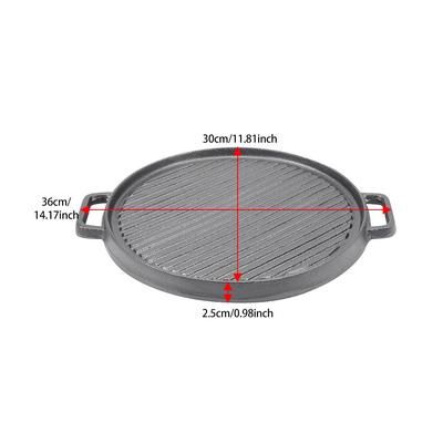 "TEMU Cast Iron Bbq Griddle - 12" Round With Dual Handles, Pre- , Outdoor Camping & Home Use"