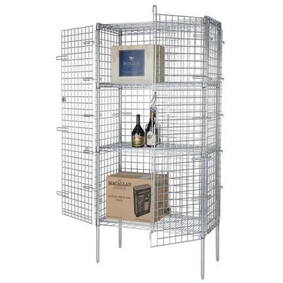 Focus FSEC244863 48" Stationary Security Cage - 24"W, Chromate, 48" x 24" x 63", Silver