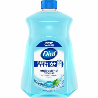 Dial Antibacterial Defense Liquid Hand Soap, Spring Water Scent, 1.63 quart, Bottle Dispenser, 3/Carton (DIA17010CT)