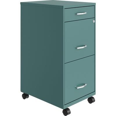 NuSparc 3 Drawer Mobile File Cabinet, 14.2" Width x 18" Depth x 29.5" Height, Teal, Painted Steel, Recycled (NPRVF318BMTL)