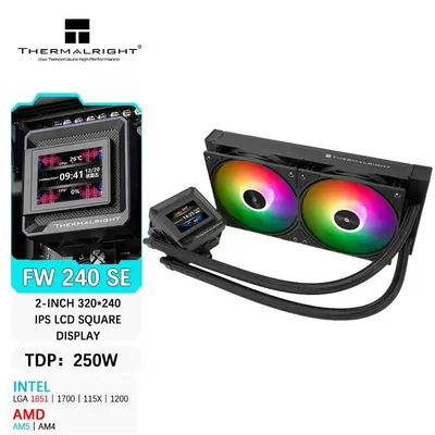 Thermalright FW 240 SE ARGB All-in-One Water Cooler 2-inch IPS LCD Liquid CPU Cooler supports LGA1851/1700 AMD AM4/AM5