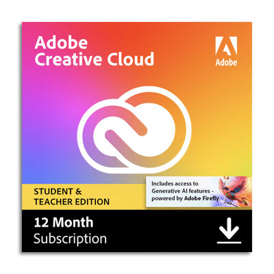 Adobe Creative Cloud, Pro Student & Teacher Edition, 20 Creative Apps Plus 100Gb Storage,12-Month Subscription, Pc/mac, Esd