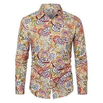 Retrò Vintage Anni '70 Camicia Hippie Paisley Costume Per uomo Feste Abbigliamento quotidiano Parata dell'Orgoglio Adulti Camicia