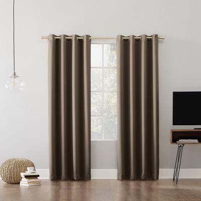 Wide Width Sun Zero™ Oslo 100% Blackout Grommet Panel by BrylaneHome in Mushroom (Size 52" W 63" L)