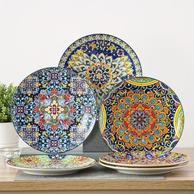 TEMU 10.5 Inch Colorful Bohemian Style Dinner Plates, Set Of 6