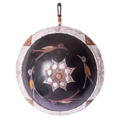 Kumbu I,'African Wood Wall Art with Embossed Aluminum & Brass Accents'