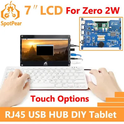 Raspberry Pi Zero 2W 7inch LCD Touch Option DIY Tablet Screen Display RJ45 USB HUB