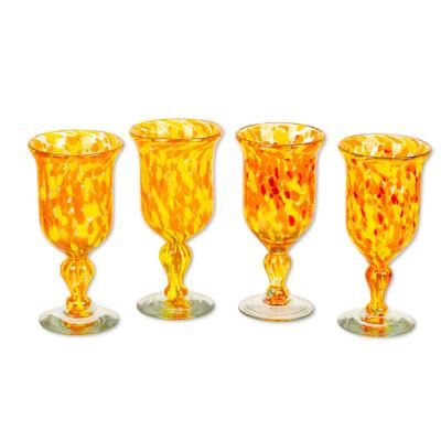 'Sun Celebration' (set of 4) - Handblown Glass Recycled Cocktail Drinkware
