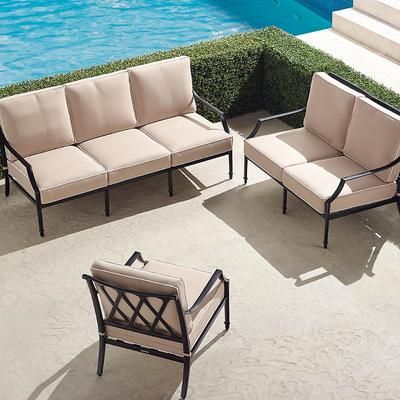 Grayson 3-pc. Sofa Set in Black Aluminum - Sunbrella Rain, Rain Sailcloth Sailor - Frontgate