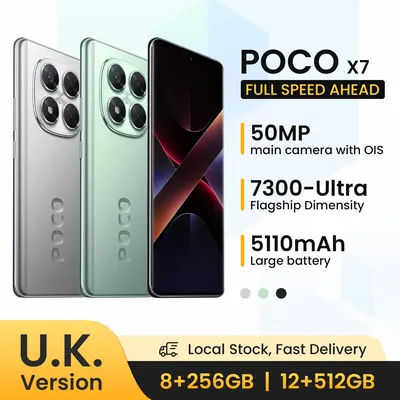 UK Version POCO X7 Smartphone Dimensity 7300-Ultra 6.67" 1.5K AMOLED Curved Display 45W Turbo Charging NFC