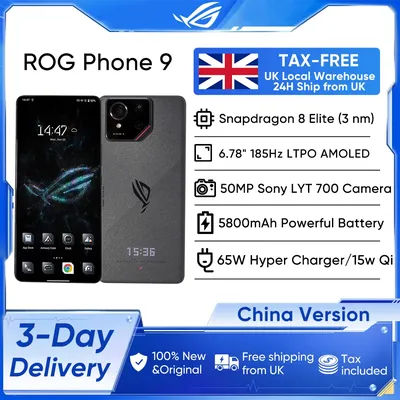ASUS ROG Phone 9 China Version Gaming Phone Snapdragon Supreme Edition Matrix Liquid Cooling 185Hz Samsung E6 Gaming Screen