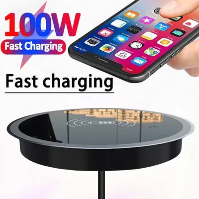100W Quick Wireless Desktop Embedded Charger For iPhone 16 15 14 13 12 Samsung Huawei Xiaomi Oppo