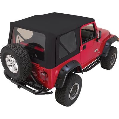 Rampage Soft Top Vinyl Coated Polyester & Cotton Black Denim Without Frame (Requires Factory Frame) Replacement Series, 99315