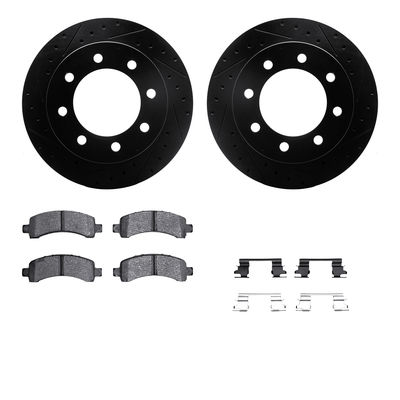 R1 Concepts Brake Disc & Pad Kit eLINE Black Rotors with Optimum OEp Pads Series, Rear, 1 Year Limited Warranty WHUH1-48016
