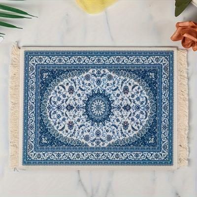 TEMU 1pc Persian Mini Braided Mouse Pad Fashion Retro Style Pattern Cup Laptop Mouse Pad With Edge Home Office Shop Decorative