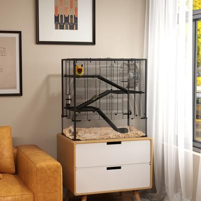 TEMU Hamster Cage With Deep Tempered , 4 Tiers Large Hamster With Hut, Running Wheel, Platforms, Ramps, Food Dish, Water Bottle, For , Rats, Gerbils