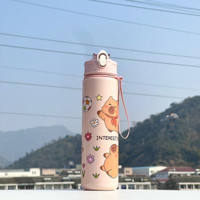 TEMU A Cute, Portable Capybara-themed Camping Water Bottle With A Large Capacity, Students The Back-to- And Outdoor Activities, Makes A Great Gift.