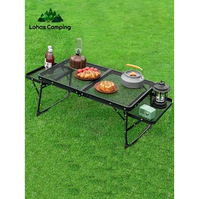 Lohascamping Camping Home Mesh Folding MDF Table lightweight Folding Backpacking auxiliary mini side portable table dining table