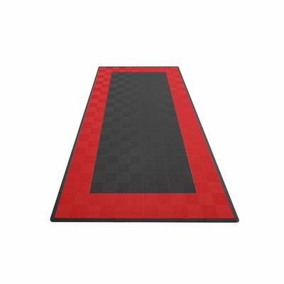 Swisstrax Single Car Garage Floor Mat In Ribtrax Pro Tiles (Border - Black, Red)